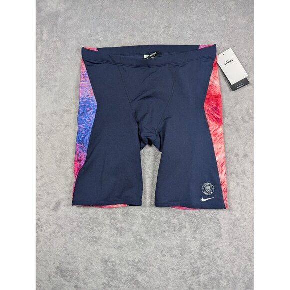 Nike Swim Shorts Mens Size Large 36 Waist Blue US Olympic Team Compression - Picture 1 of 9